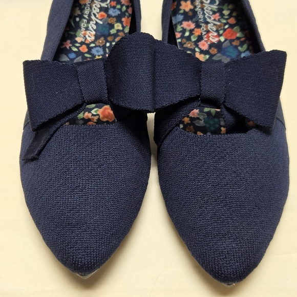Skechers Navy Cleo Point Washable Knit Bow Flats Size-9 NWOT - Picture 5 of 12